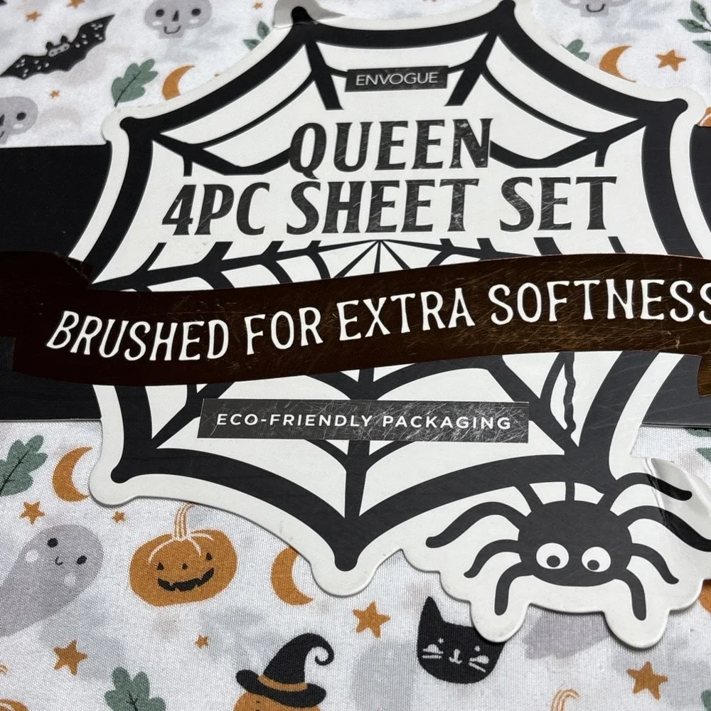 EnVogue Queen 4-Piece Halloween Sheet Set, Multicolor, OEKO-TEX Standard 100